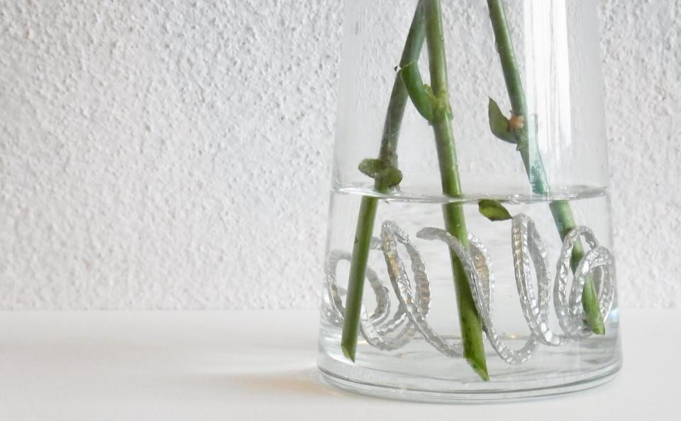 花器のなかで水を浄化し、茎を支えます。